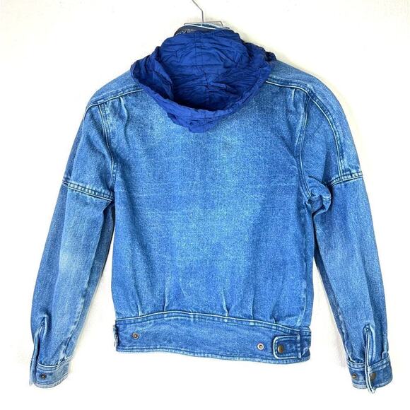 Vintage Cooper Sportswear Denim Jacket Moto Motorcycle Style Worn In SMALL 90s - Picture 9 of 10